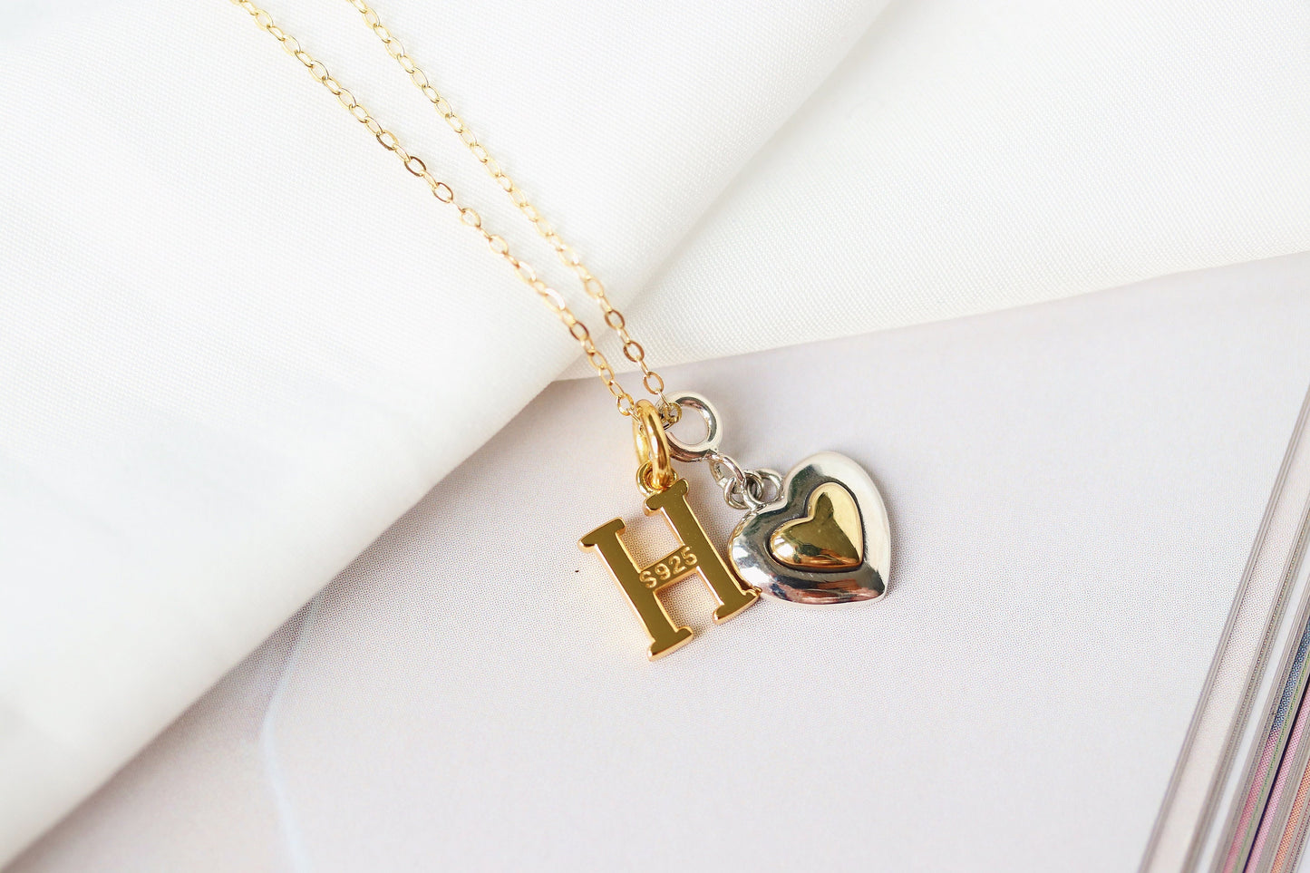 925 Silver Initial Necklace for Granddaughter & Grandmother, Gold Vermeil Initial Personalised Necklace, Sentimental Family Gift for Her