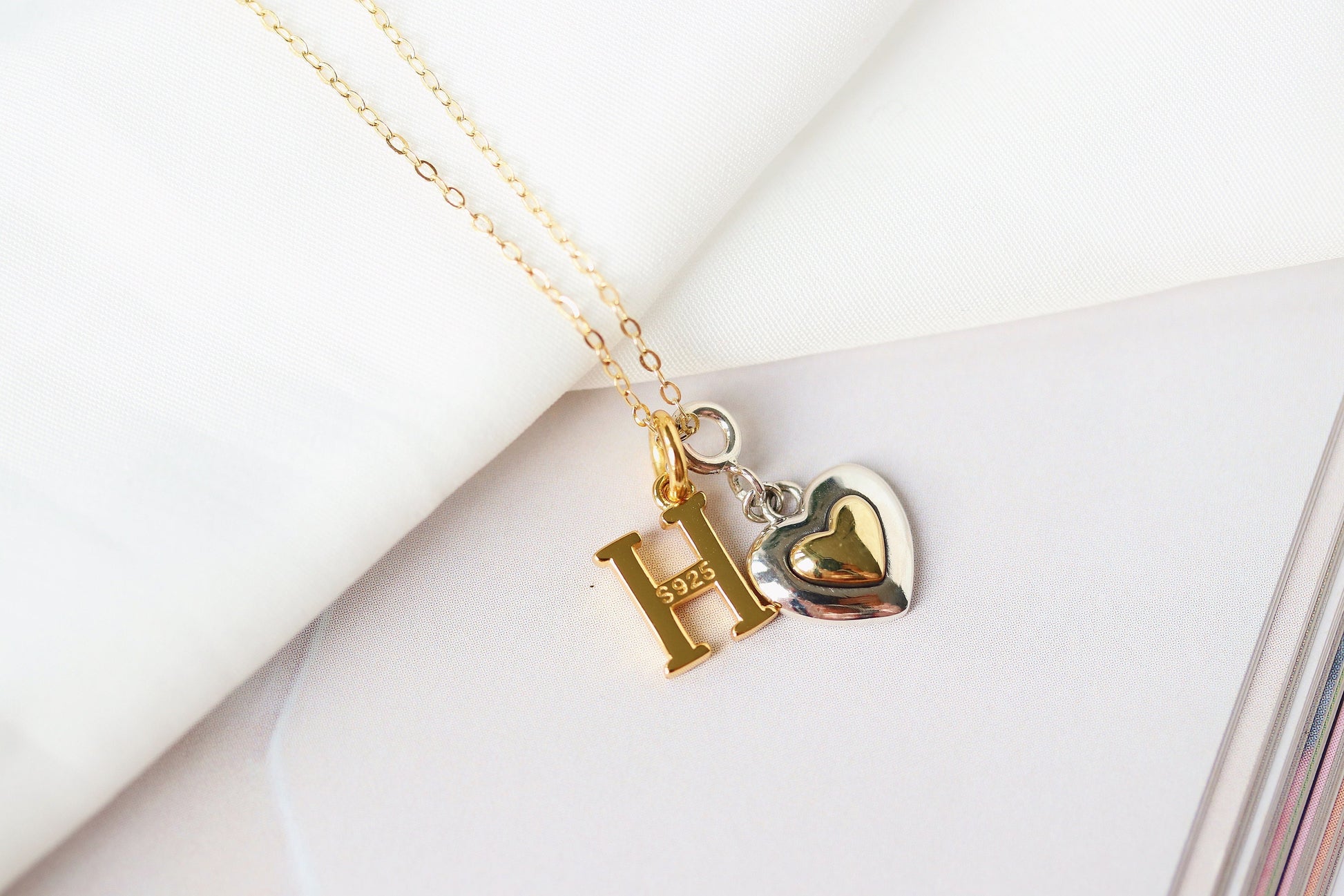 925 Silver Initial Necklace for Granddaughter & Grandmother, Gold Vermeil Initial Personalised Necklace, Sentimental Family Gift for Her