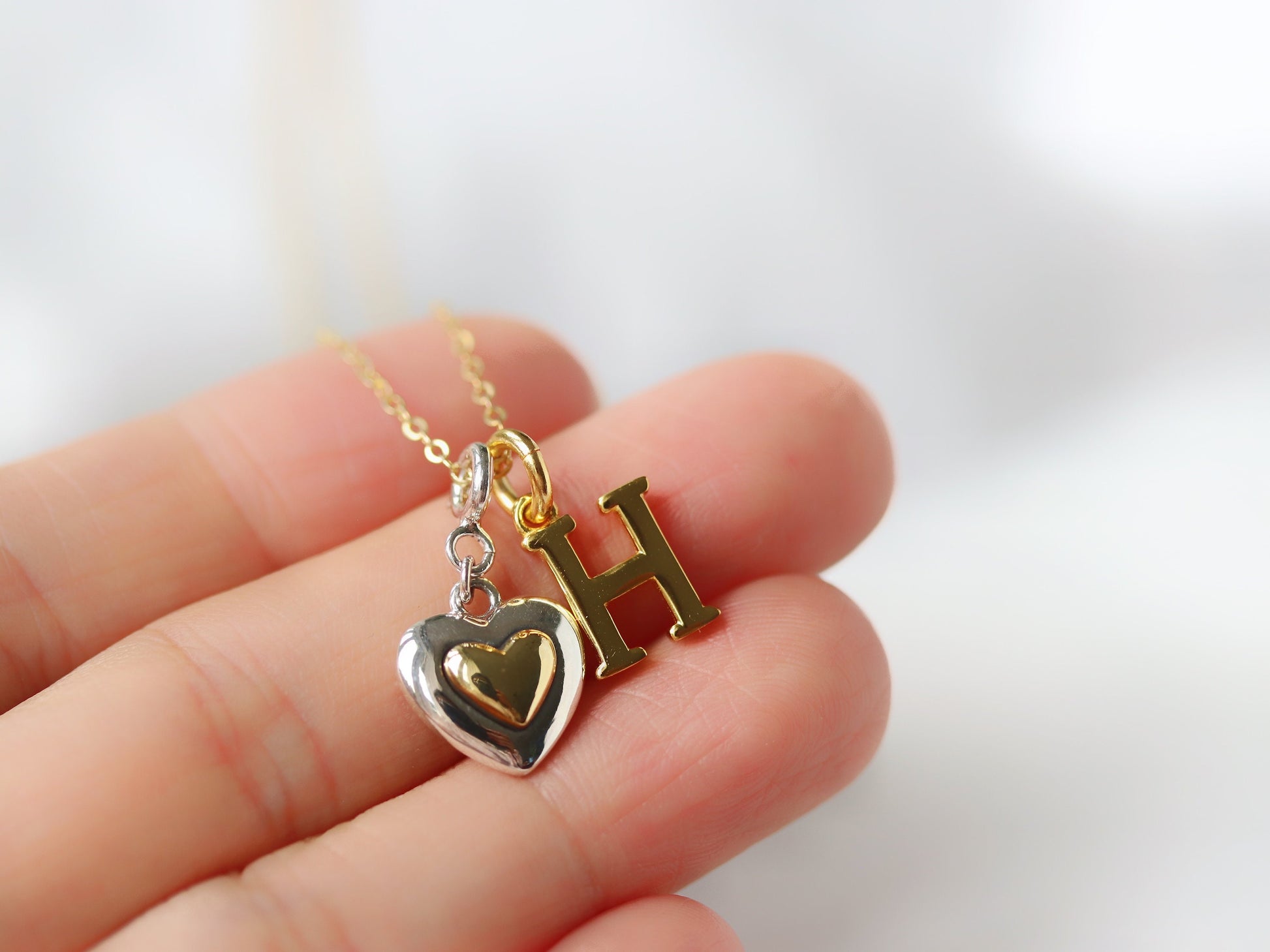 925 Silver Initial Necklace for Granddaughter & Grandmother, Gold Vermeil Initial Personalised Necklace, Sentimental Family Gift for Her