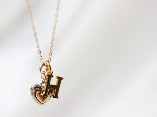 Initial Necklace for Daughter, Gold Vermeil Initial Personalised Necklace for Mum, Gold Heart Pearl Charm Necklace, Gift for Mother Daughter