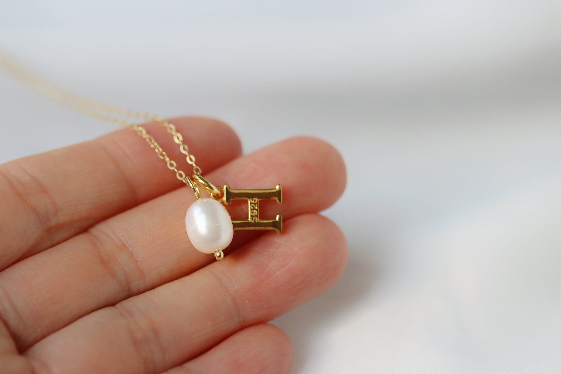 925 Silver Initial Necklace for Granddaughter & Grandmother, Gold Vermeil Initial Personalised Necklace, Sentimental Family Gift for Her