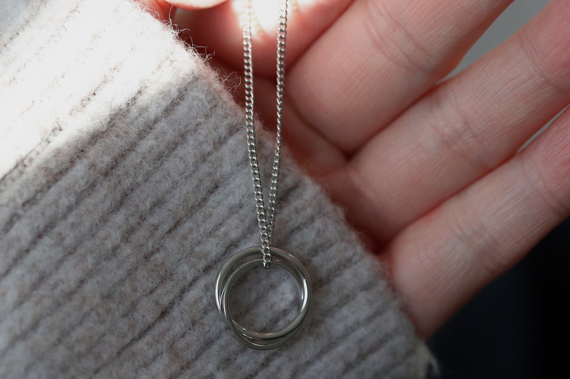 925 Silver Stacked Circle Necklace, Mother Daughter Minimalist Necklace, Gift For Her, Mother Daughter Gift, Family Gift, Wedding Gift,