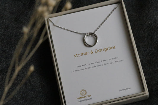 925 Silver Stacked Circle Necklace, Mother Daughter Minimalist Necklace, Gift For Her, Mother Daughter Gift, Family Gift, Wedding Gift,
