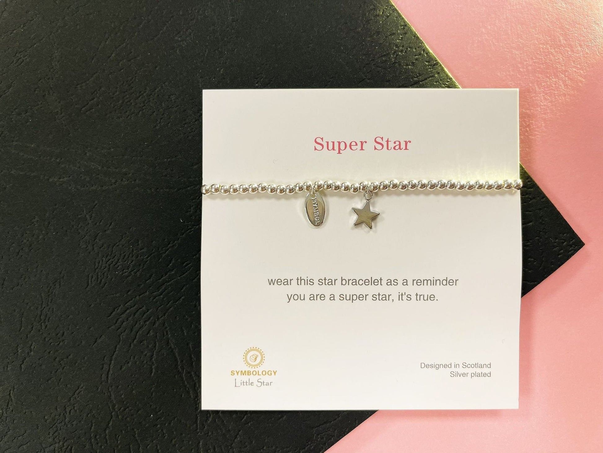 Silver Star Charm Bracelet, Super Star Beaded Bracelet, Size Small Adults Bracelet, Christmas gift for Child, Sentimental Kids Gift