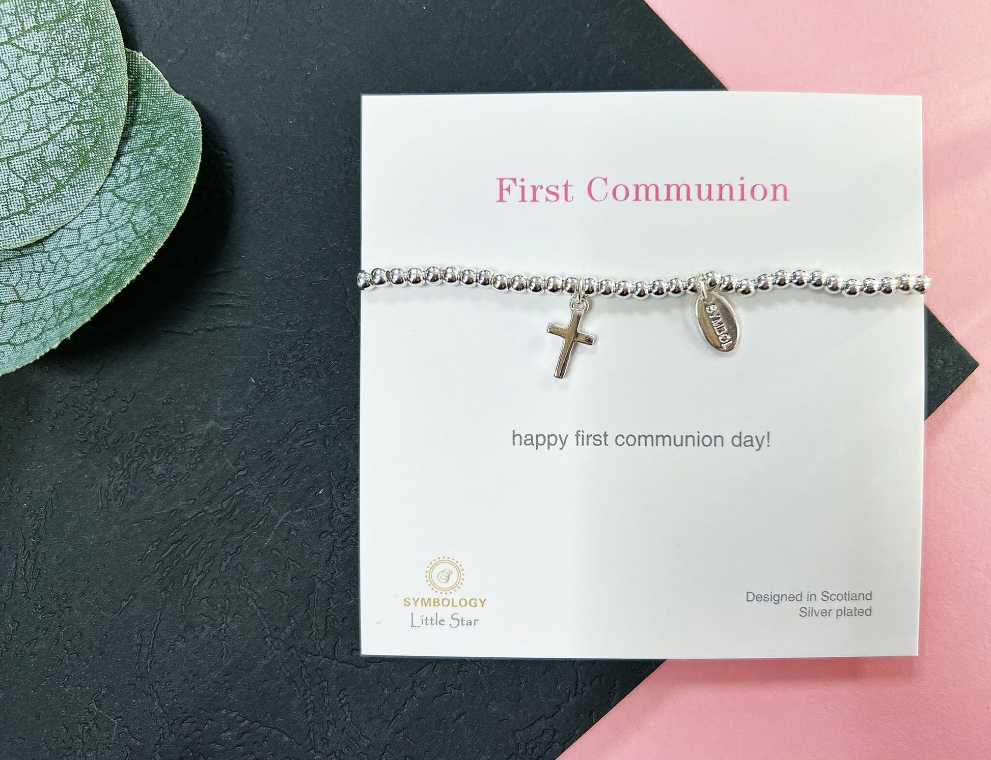 Silver Beads Cross Kids Bracelet, Silver Charm First Communion Elastic beaded Bracelet Size S, Christmas Sentimental Gift For Her,