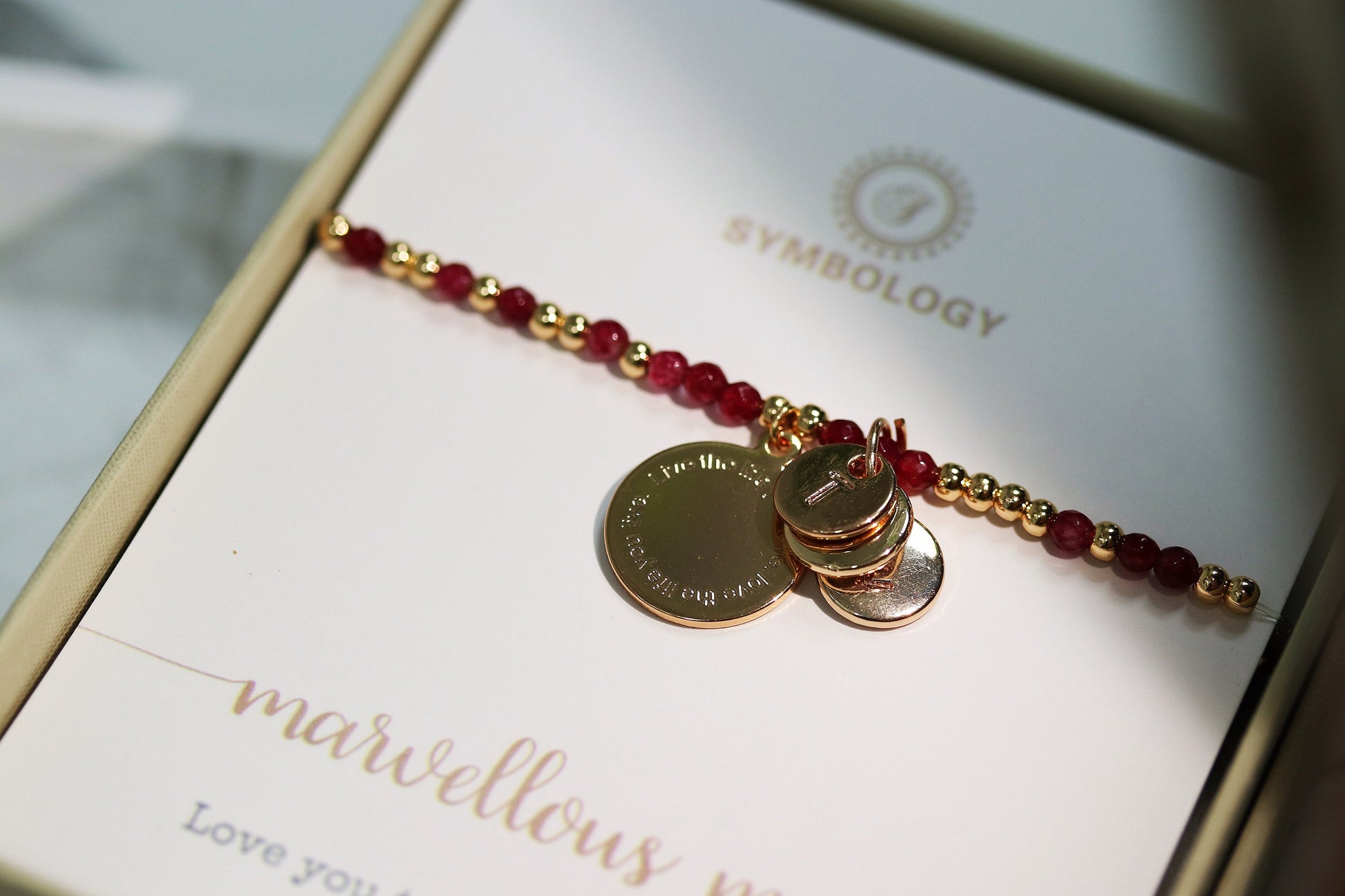 Personalised Granny Gift, Initial Charm Bracelet, Stretch Natural Beads Stackable Bracelets, Nanny Grandma Mother's Day, Family Gift