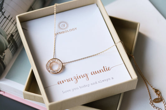 Auntie Gift, Gold CZ Pave Circle Necklace, Waterproof Minimalist Circles Necklace / Mother's Day Gift / Gift For Auntie / Birthday Gift