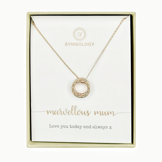 Gold Pave CZ Circle Necklace / Crystal Mum Necklace, Silver Minimalist Circle / Rose Gold Charm Necklace / Gift for Mum / Mothers Day Gift