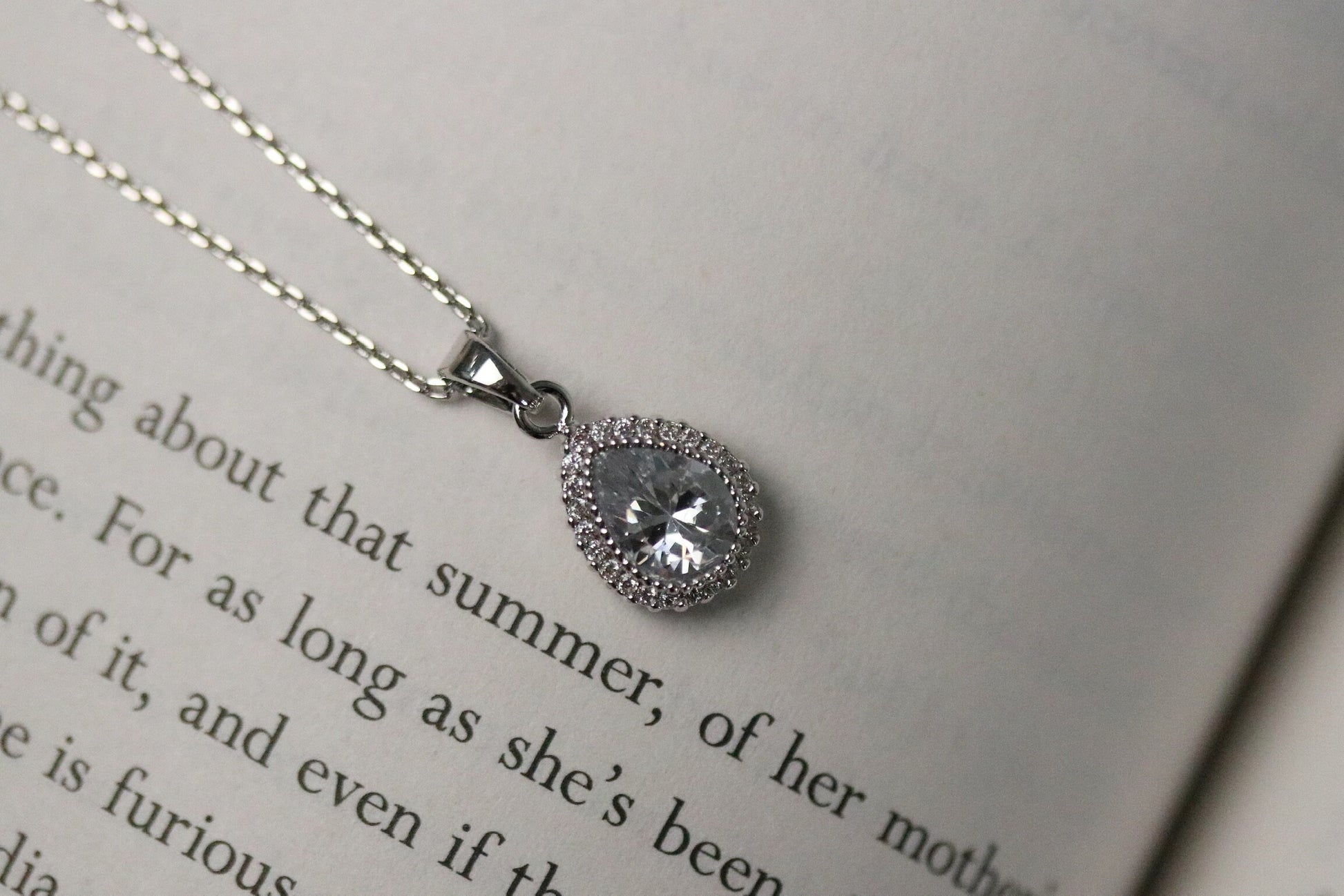 Best Friends Necklace • Silver Teardrop Diamond Necklace SYMBOLOGY • Gold Pear Diamond Necklace • Gold Minimalist Necklace • Gift for Her