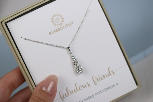 Gold Friendship Necklace • Silver Long Teardrop Necklace • Best Friends Floating Necklace • Pear Diamond Necklace • Gold Minimalist Gift