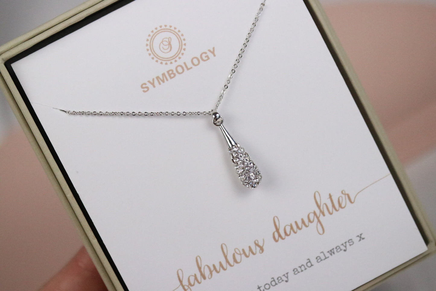 Gold Daugther Necklace • Silver Long Teardrop Necklace • Daughter in Law Gift • Pear Diamond Necklace • Gold Minimalist Gift • Gift for Her