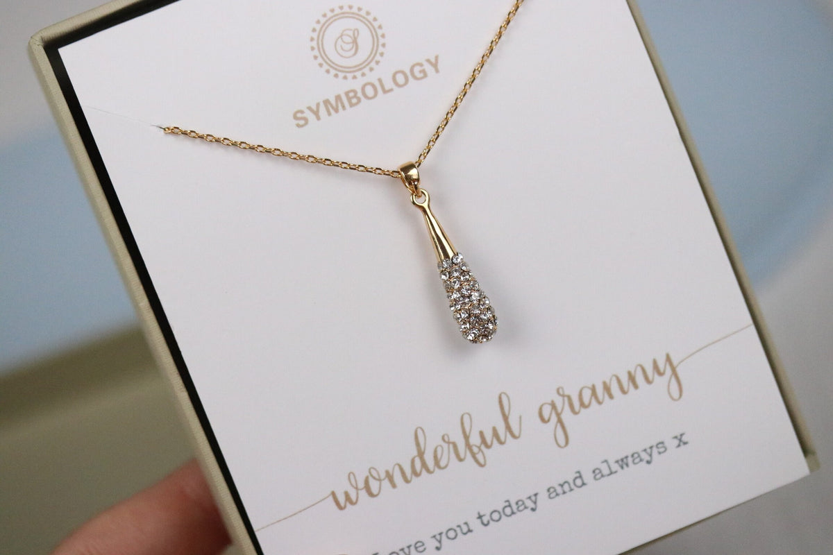 Gold Daugther Necklace • Silver Long Teardrop Necklace • Daughter in Law Gift • Pear Diamond Necklace • Gold Minimalist Gift • Gift for Her