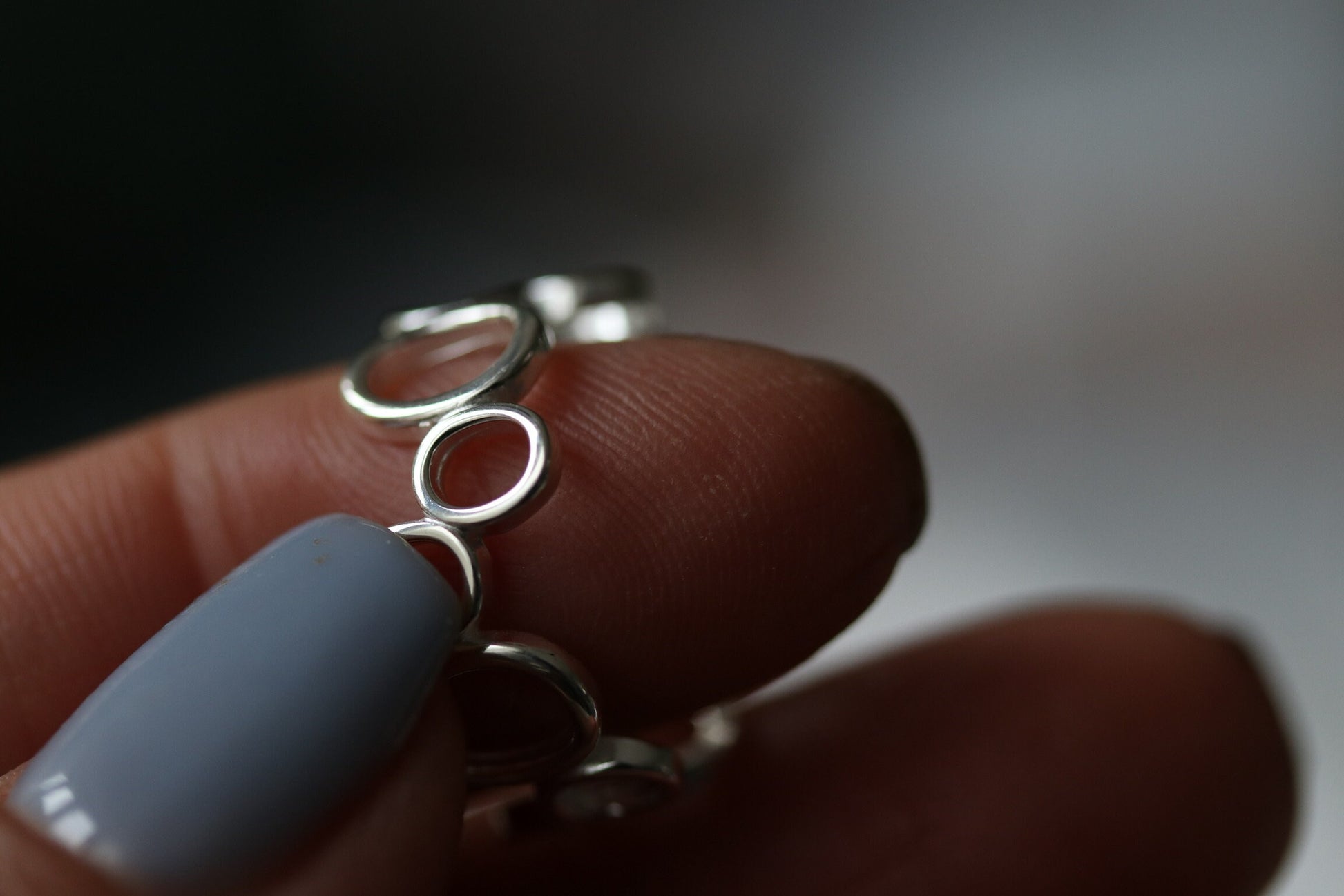 Sterling Silver Open Bubble Ring, Delicate Ball Ring Band, Minimalist Geometric Design, Stacking Rings, Gift for Her, Adjustable Size 7 8 9